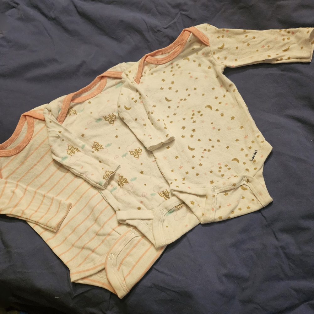 Gerber Pink and White Star and Stripe Bodysuits